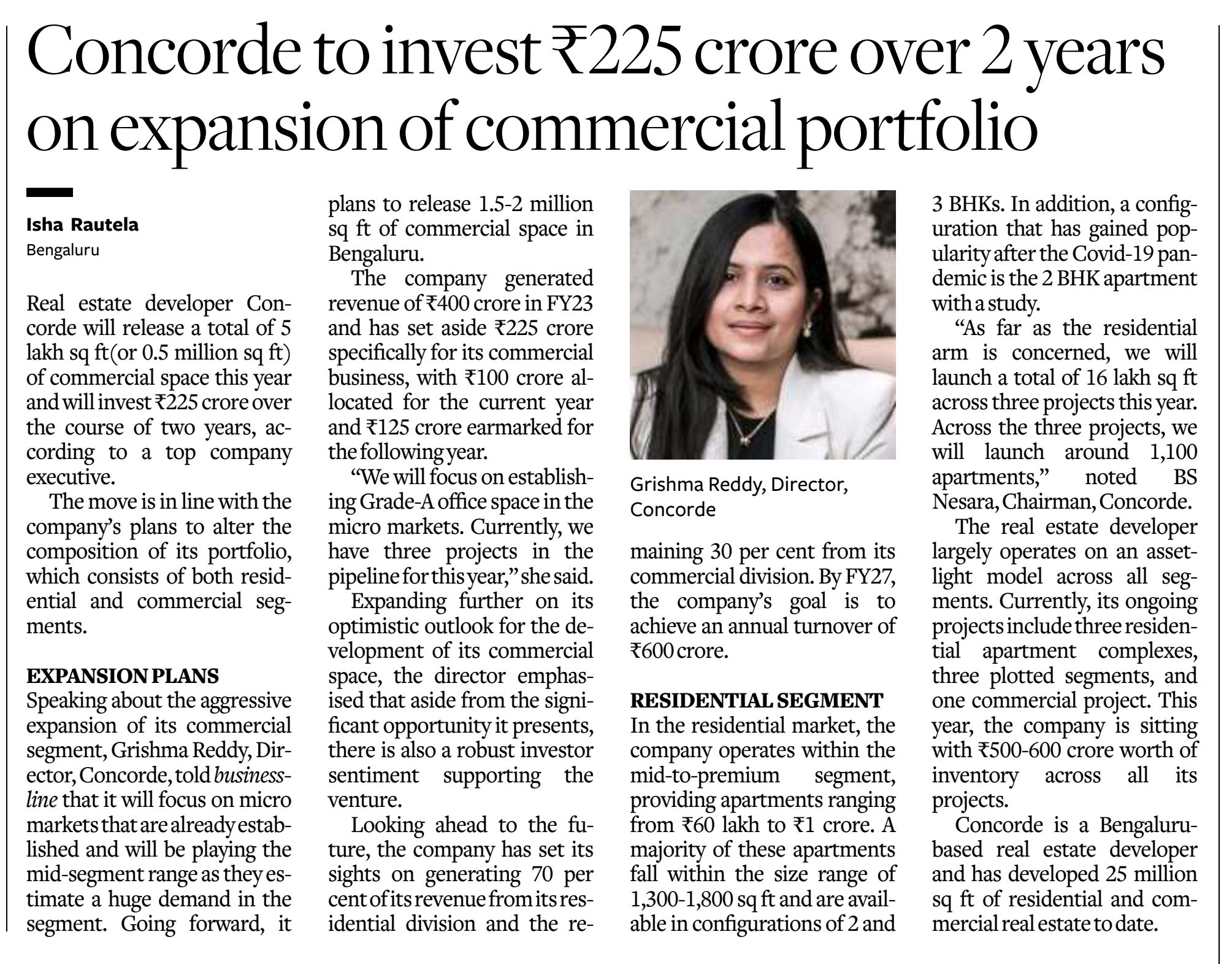 Concorde to invest 225 crore over 2 years on expansion of commercial portfolio.jpg